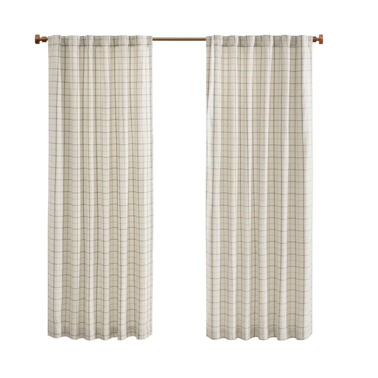 Anaheim Woven Plaid Room Darkening Thermal Fleece Lined Single Curtain Panel