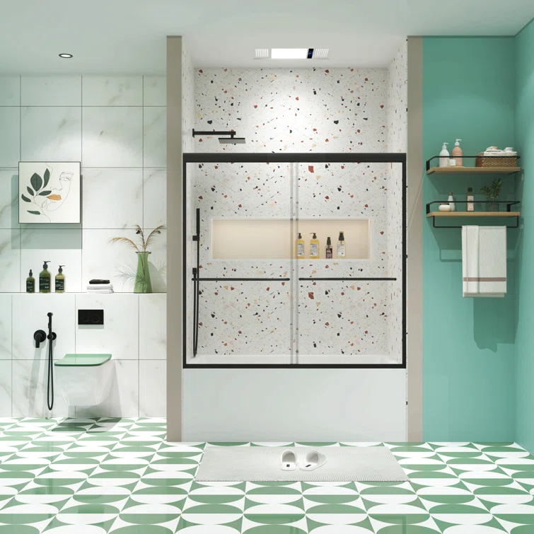 Bypass Shower Door, Sliding Door, With 1/4" Tempered Glass