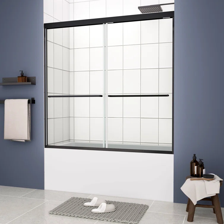Bypass Shower Door, Sliding Door, With 1/4" Tempered Glass