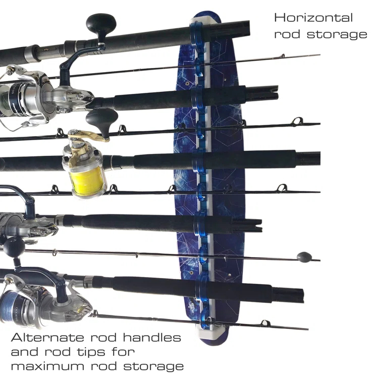 Reel Salty Saltwater 10 Rod Wall Rack - Sliding Track
