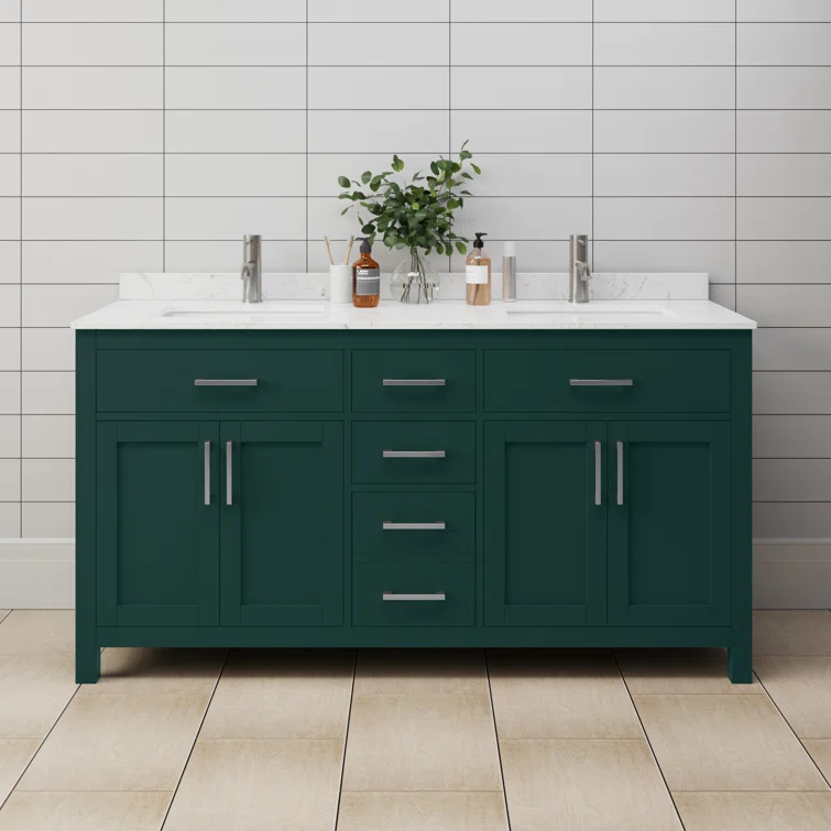Beckett 66" Freestanding Double Bathroom Vanity with Cultured Marble Top