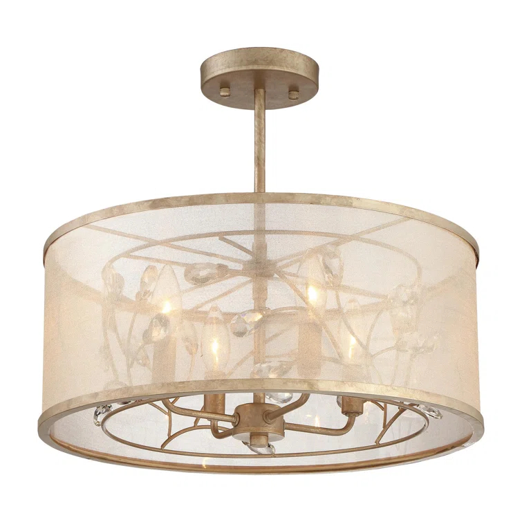 Sara's Jewel Nanti Champagne Silver 4-Light Indoor/Outdoor Flush Mount