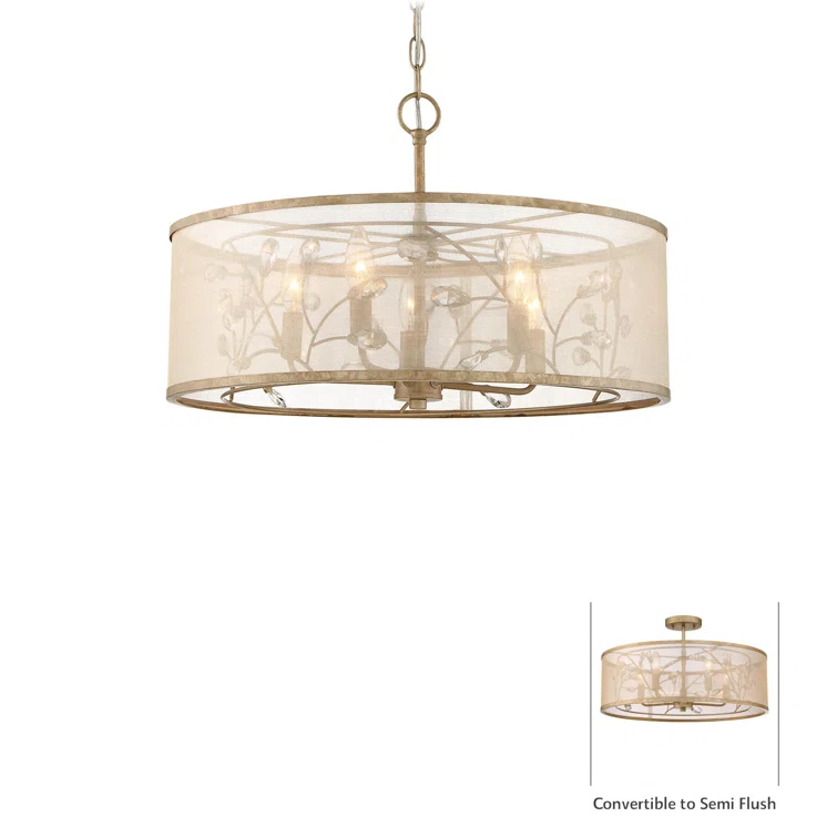 Sara's Jewel Nanti Champagne Silver 4-Light Indoor/Outdoor Flush Mount