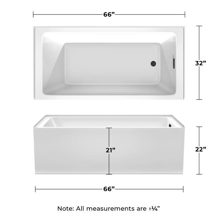 Grayley 66'' x 32'' Alcove / Tile In Soaking Acrylic Bathtub