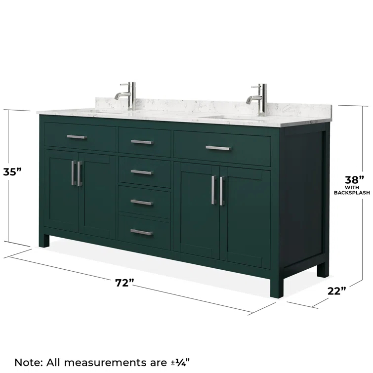Beckett 72" Freestanding Double Bathroom Vanity with Cultured Marble Top