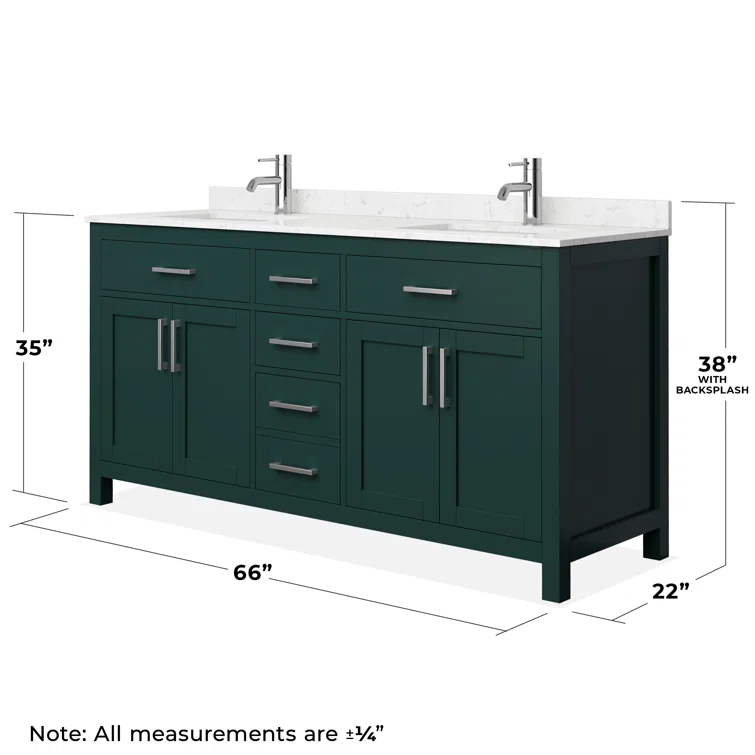 Beckett 66" Freestanding Double Bathroom Vanity with Cultured Marble Top