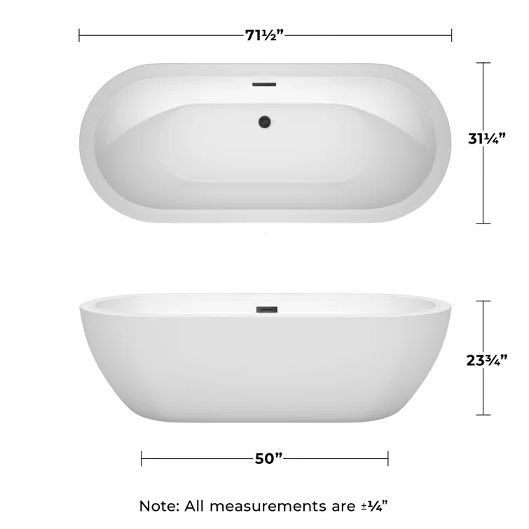 Soho 72'' x 31'' Freestanding Soaking Acrylic Bathtub