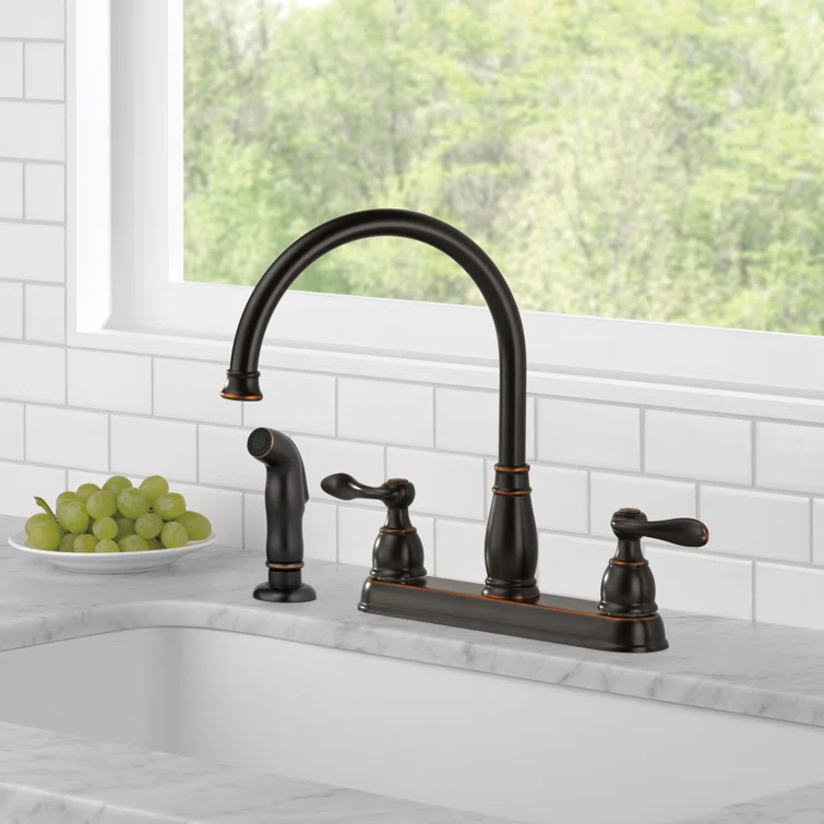 Windemere Two-Handle Kitchen Sink Faucet with Side Sprayer, 3-Hole Kitchen Faucet