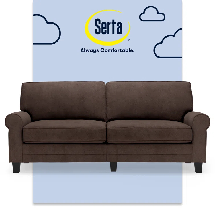 Serta Copenhagen 78" Rolled Arm Sofa, Easy Care Fabric, Soft Pillow Back, Pocket Coil Seat Cushions