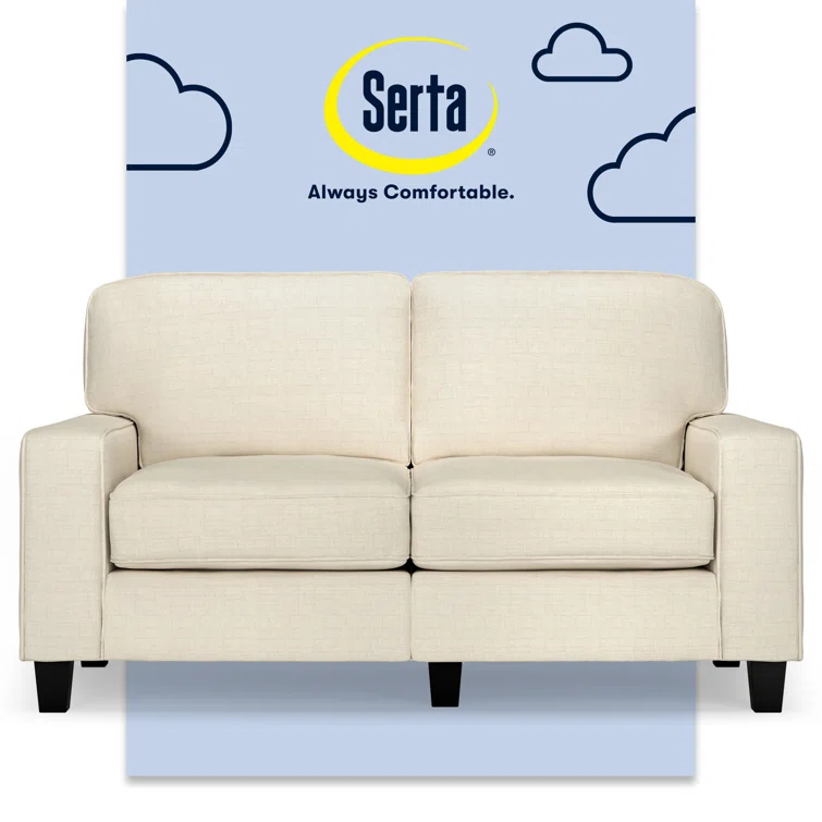 Serta Palisades 61" Track Arm Sofa, Easy Care Fabric, Soft Pillow Back, Pocket Coil Seat Cushions