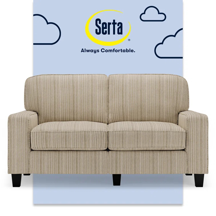Serta Palisades 61" Track Arm Sofa, Easy Care Fabric, Soft Pillow Back, Pocket Coil Seat Cushions