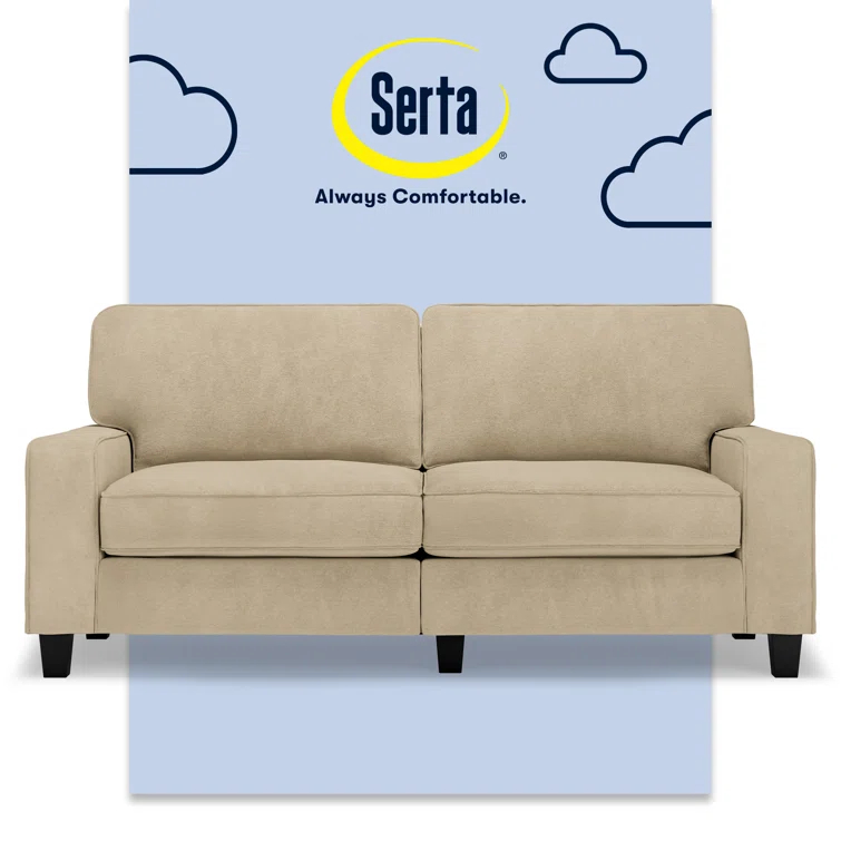 Serta Palisades 73" Track Arm Sofa, Easy Care Fabric, Soft Pillow Back, Pocket Coil Seat Cushions