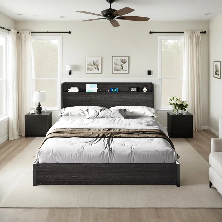 Shila Lift Up Storage Bed Frame & Charging Station