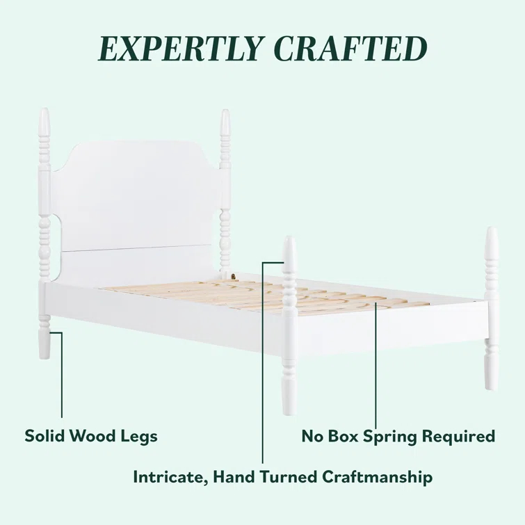Vivienne Traditional Easy Assembly Solid Wood Twin Spindle Bed