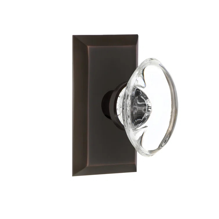 Studio Plate with Oval Clear Crystal Door Knob