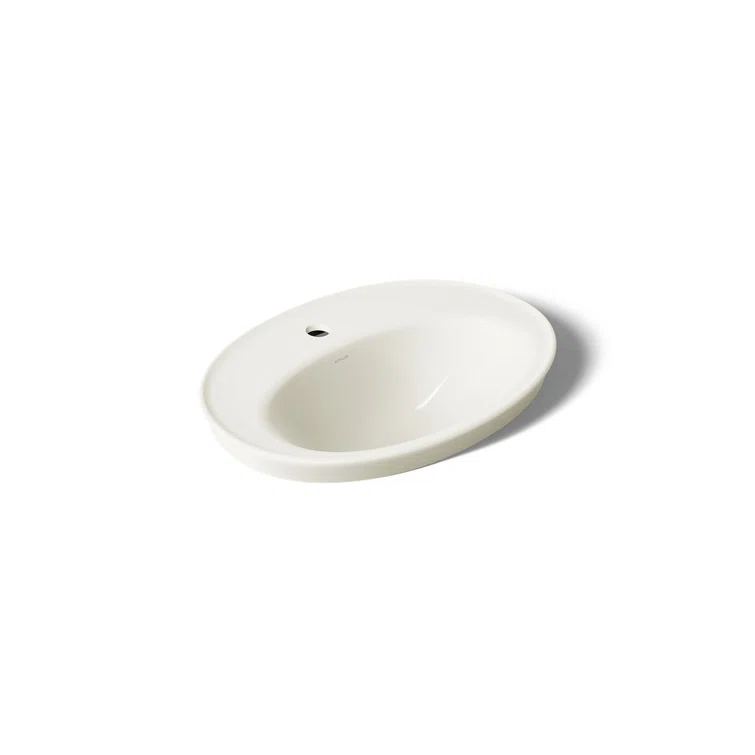 Serif® Ceramic Oval Drop-In Bathroom Sink with Overflow