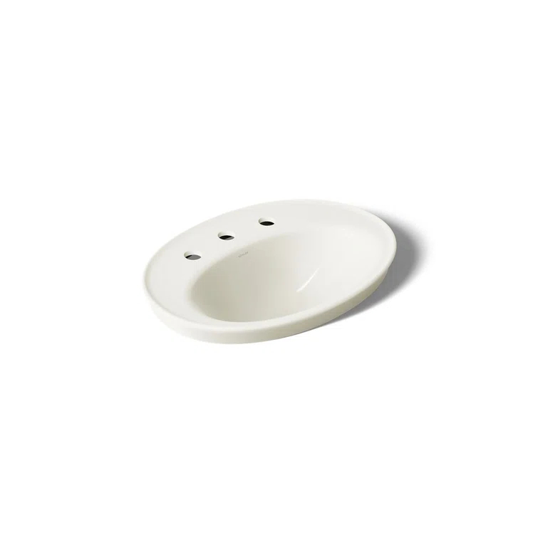 Serif® Ceramic Oval Drop-In Bathroom Sink with Overflow
