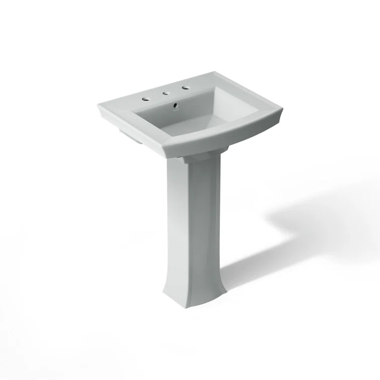 Archer 24" Rectangular Pedestal Bathroom Sink with Widespread Faucet Holes