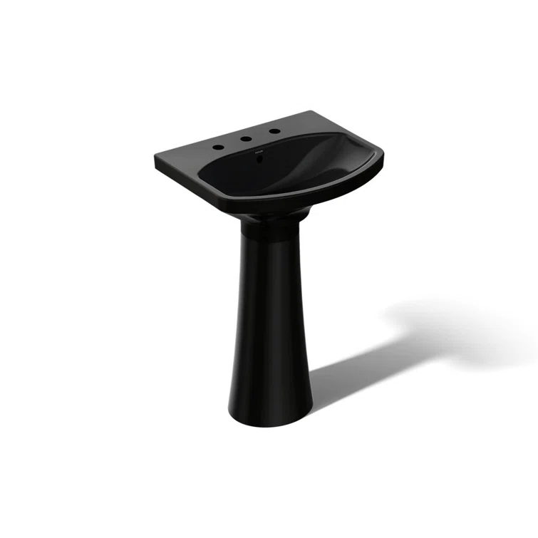 Cimarron® 26.81" Vitreous China U-Shape Pedestal Bathroom Sink with Overflow