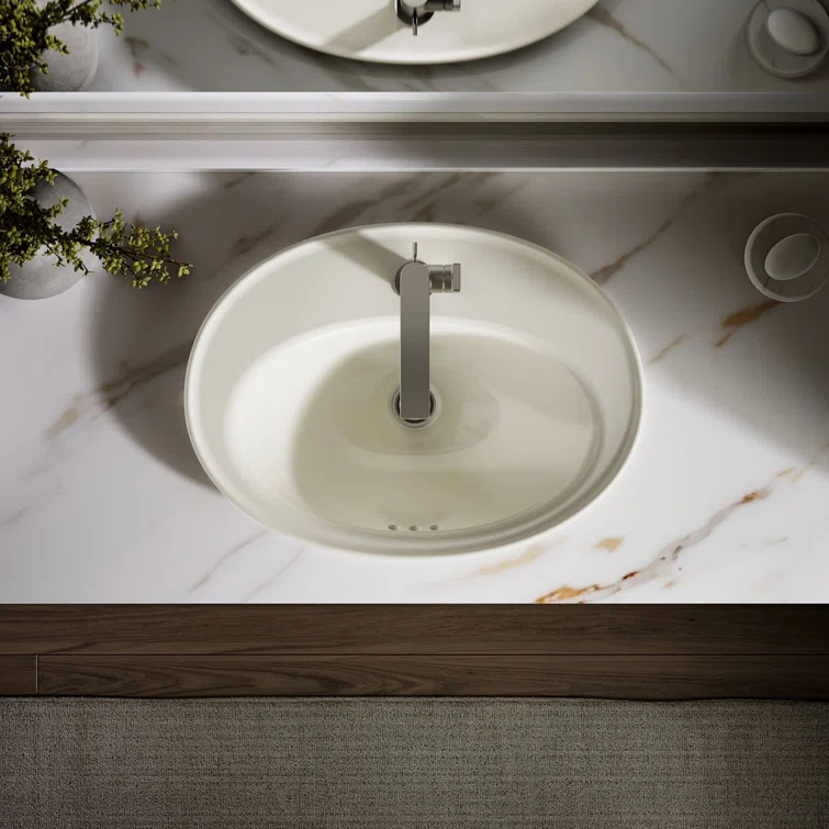 Serif® Ceramic Oval Drop-In Bathroom Sink with Overflow