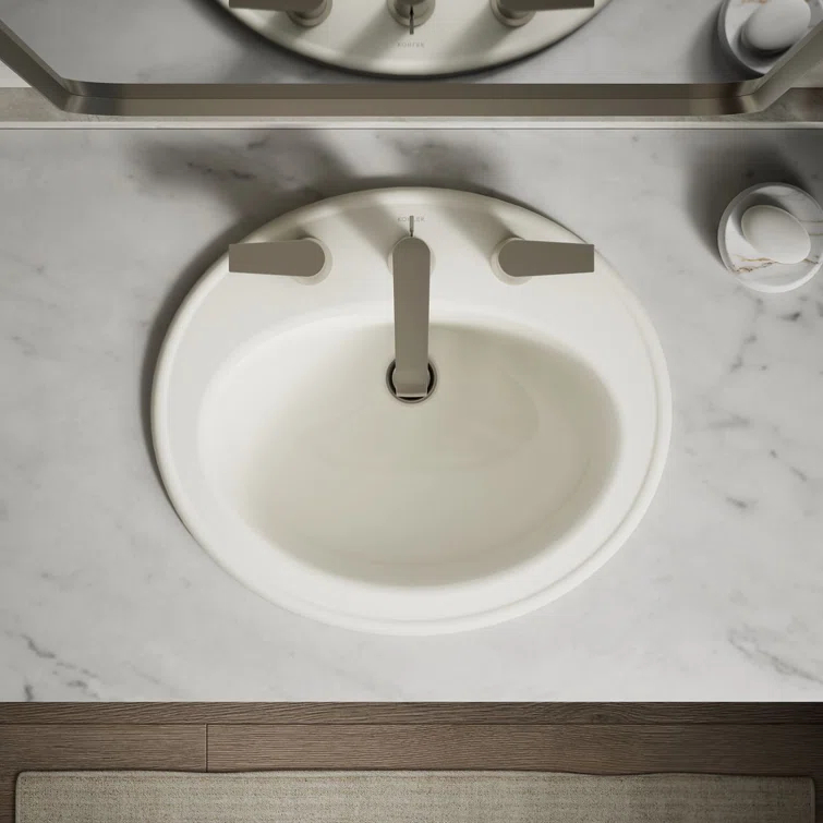 Pennington Ceramic Oval Drop-In Bathroom Sink with Overflow