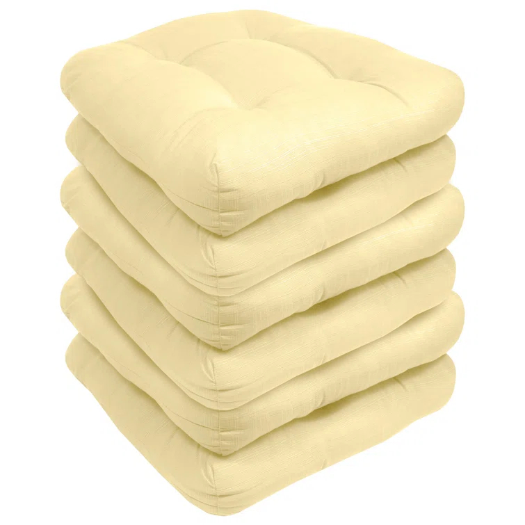 Premium Patio Tufted Outdoor Solid Chair Cushions, 19" x 19"
