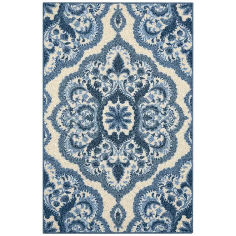 Hertel Floral Blue Area Rug