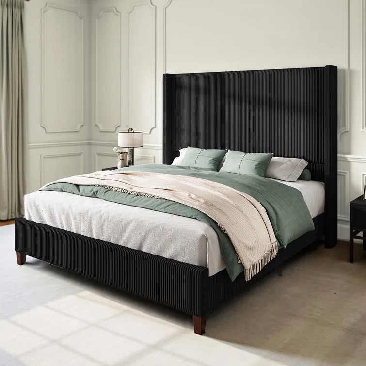 Dunwoody Upholstered Wingback Platform Bed