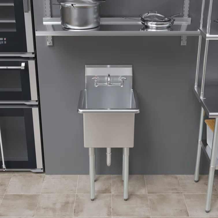 18 in. x 18.5 in. Stainless Steel UtilitySink With 15 in. x 15 in. x 13 in. Bowl and Faucet