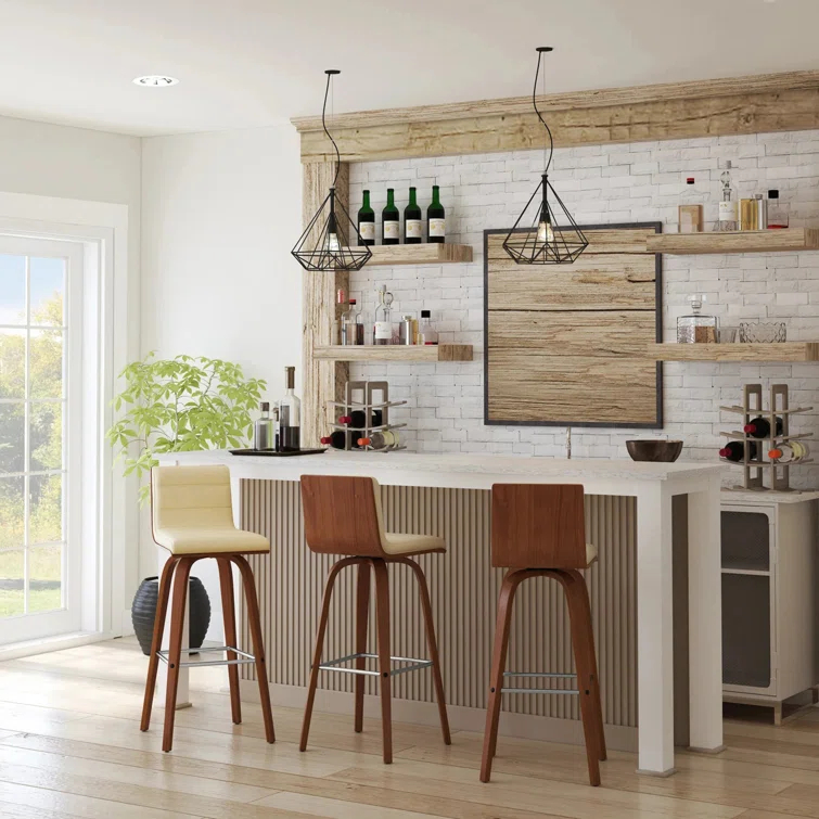 Biance Solid Wood Swivel Bar & Counter Stool