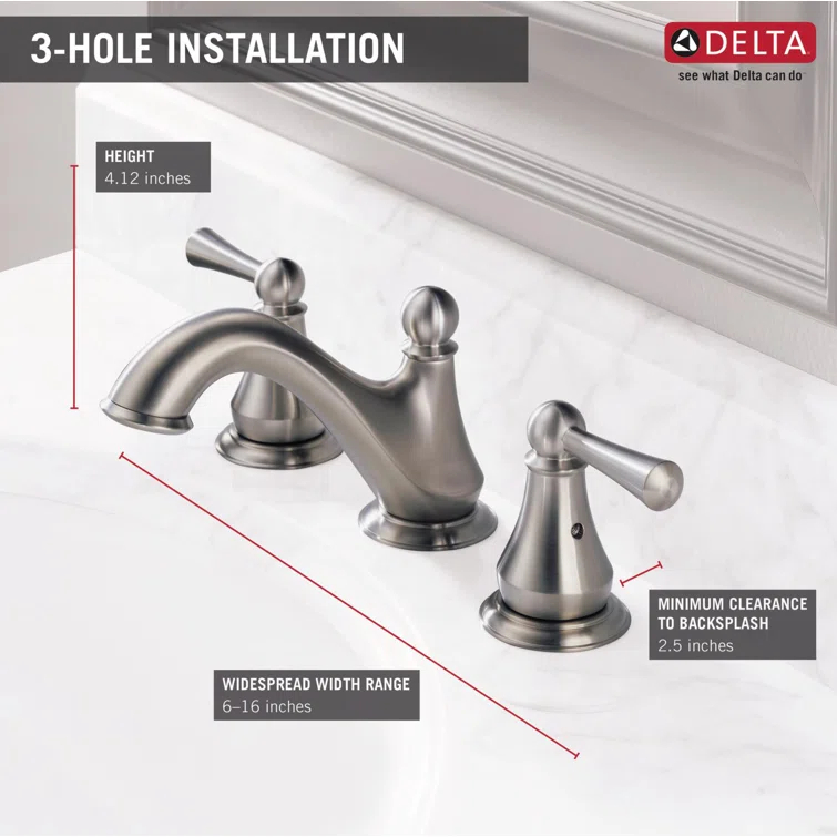 Haywood Widespread Bathroom Faucet 3 Hole, 2-handle Bathroom Sink Faucet with Drain Assembly
