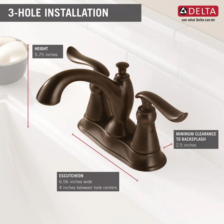 Linden Centerset Bathroom Faucet with Drain Assembly, 2-handle Bathroom Sink Faucet