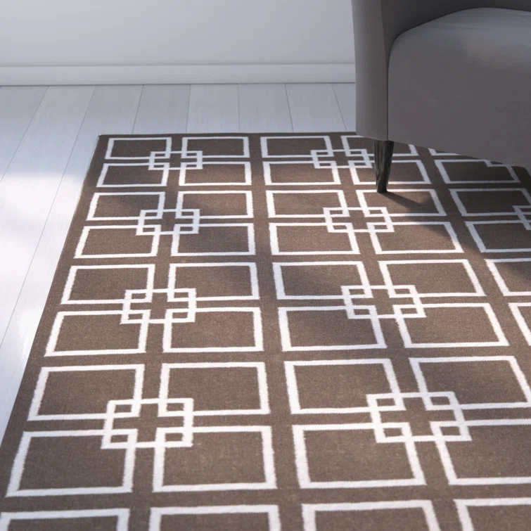 Dance Martha Stewart Flat Weave Wool/Silk/Cotton Geometric Rug in Soilbrown