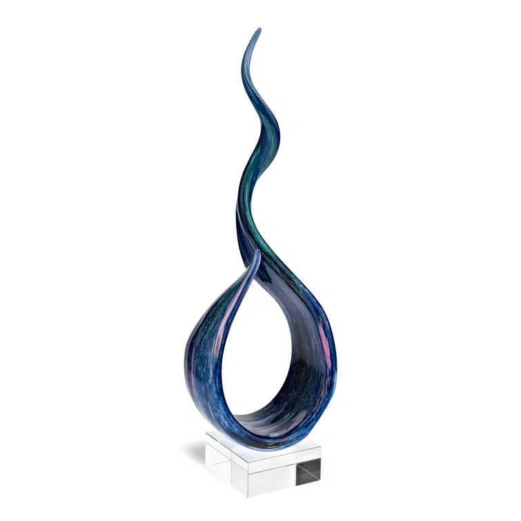 18" Tall Abstract Murano-Style Mouth-Blown Glass Sculpture