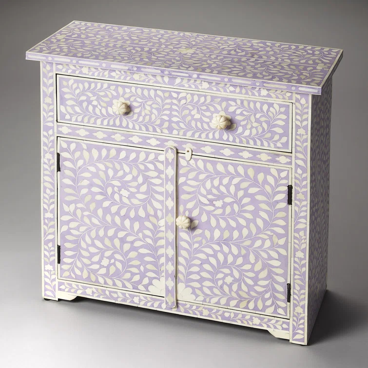 Vivienne Lavender Bone Inlay Console Chest, Purple