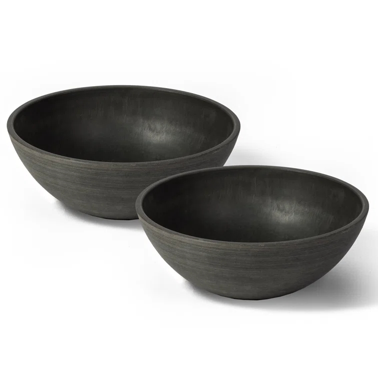 Algreen  4.5 x 12 x 12 in. Valencia Planter Bowl, Textured Charcoal - Pack of 2