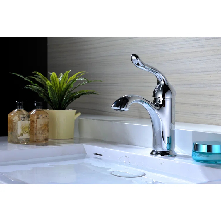 Arc Single-Hole Single-handle Bathroom Faucet with Drain Assembly