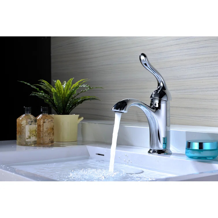 Arc Single-Hole Single-handle Bathroom Faucet with Drain Assembly