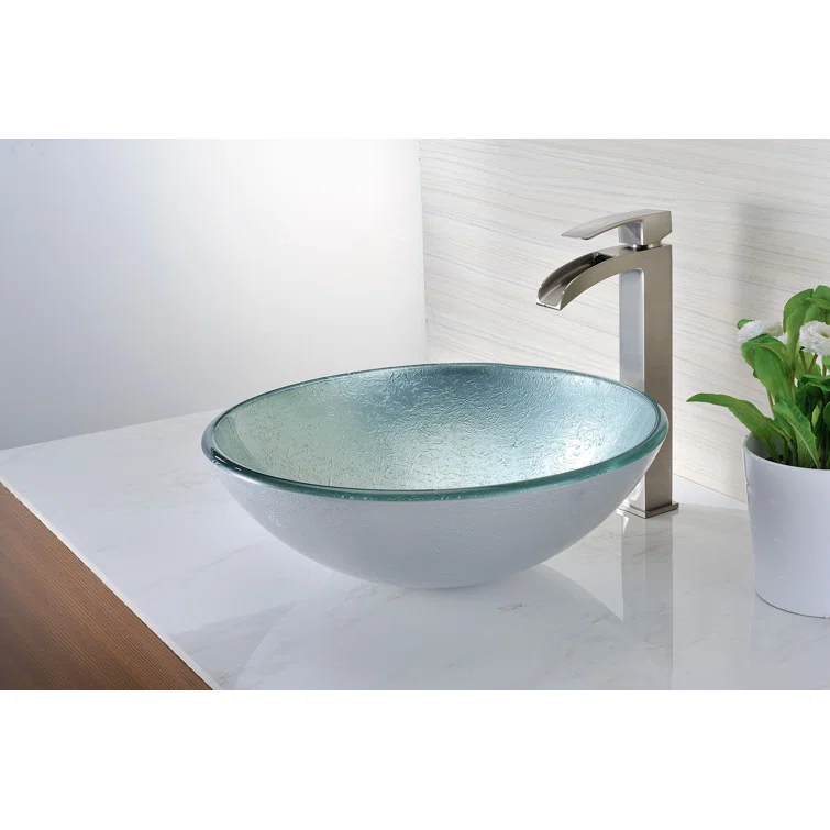 Spirito Silver/Green Circular Vessel Bathroom Sink