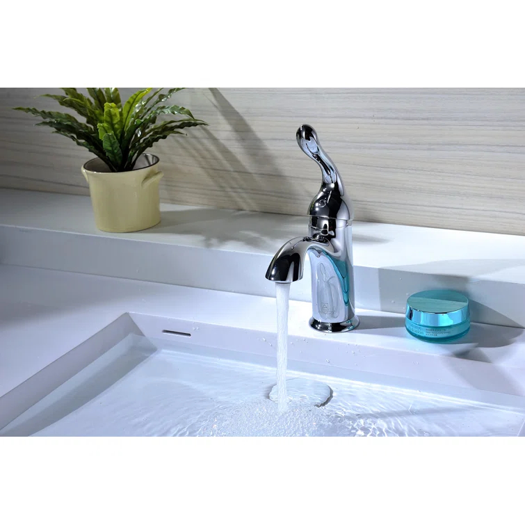Arc Single-Hole Single-handle Bathroom Faucet with Drain Assembly