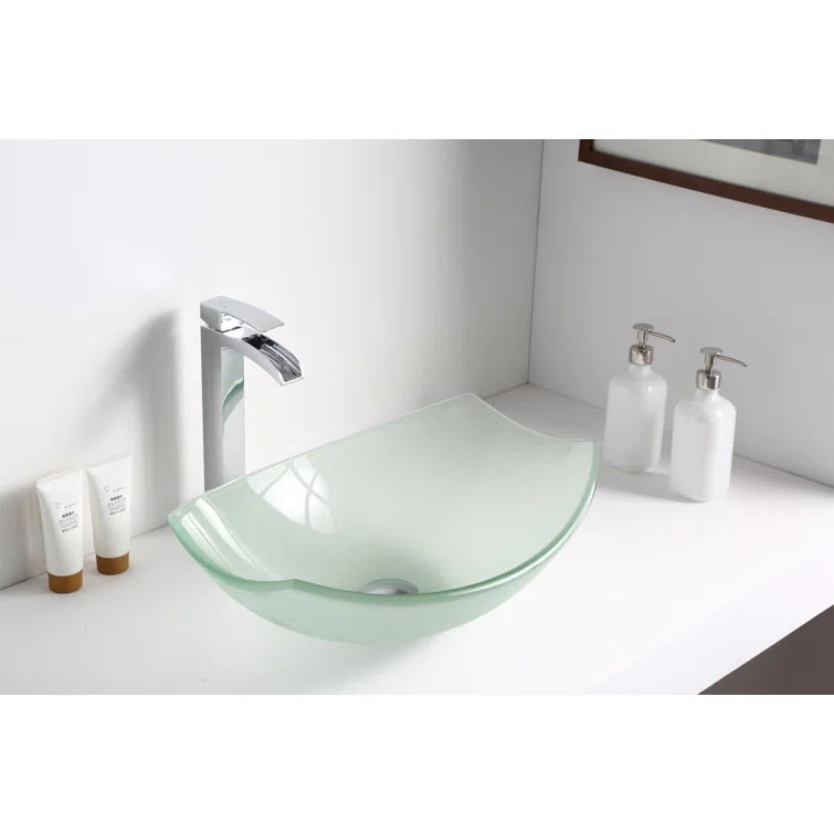 ANZZI Pendant 14.6'' Clear Tempered Glass Specialty Bathroom Sink