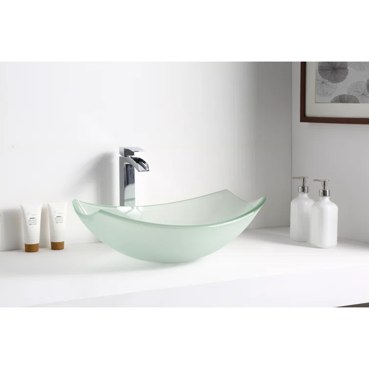 ANZZI Pendant 14.6'' Clear Tempered Glass Specialty Bathroom Sink