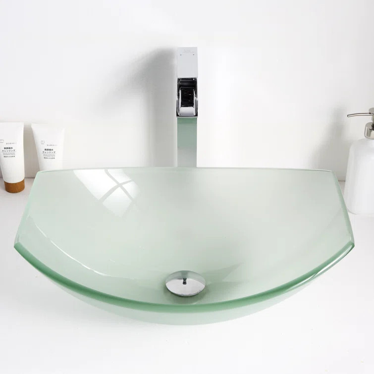 ANZZI Pendant 14.6'' Clear Tempered Glass Specialty Bathroom Sink