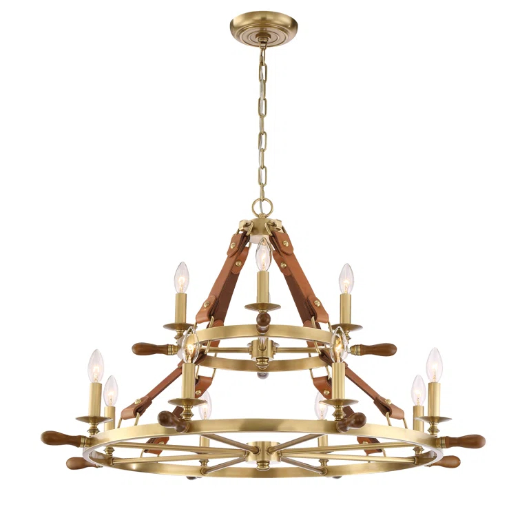 Carlisle 12-Light Brass and Crystal Chandelier