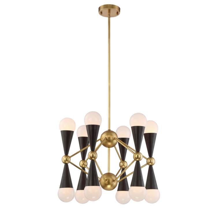 Crosby Diamond Silhouette Brass & Matte Black Sputnik Chandelier