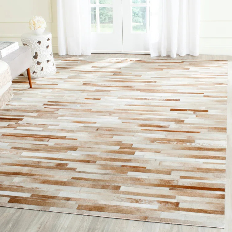 Fazeley Studio Leather Hand Woven Leather Geometric Rug