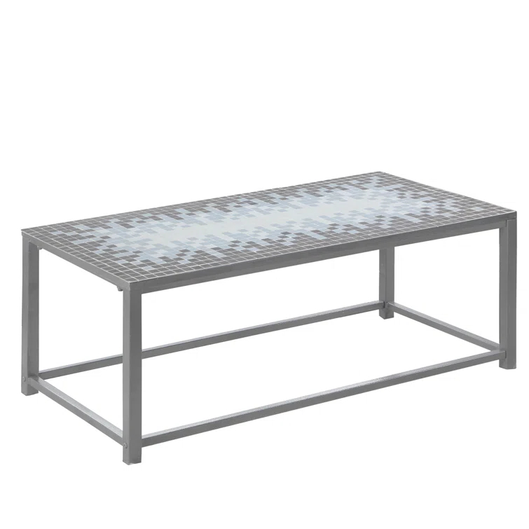 Wrought Studio™ Coffee Table, Accent, Cocktail, Rectangular, Living Room, 42" L, Metal, Tile