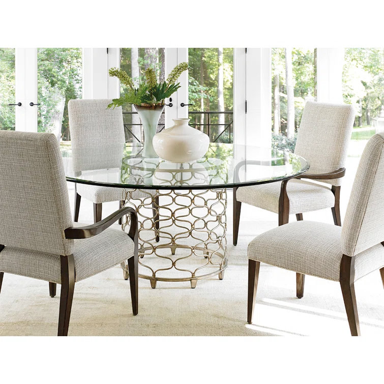 Lexington Laurel Canyon Bollinger Round Dining Table with Glass Top