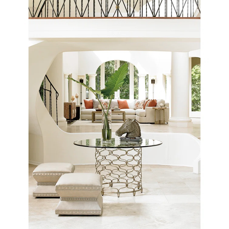 Laurel Canyon Bollinger Round Dining Table with Glass Top