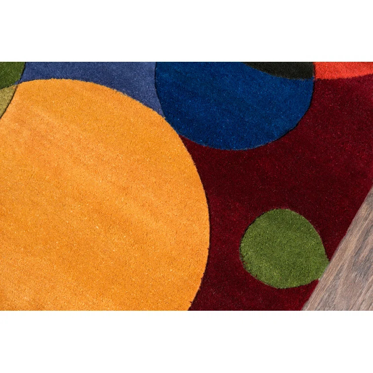Beucher Abstract Handmade Tufted Wool Blue/Red/Green/Yellow Area Rug